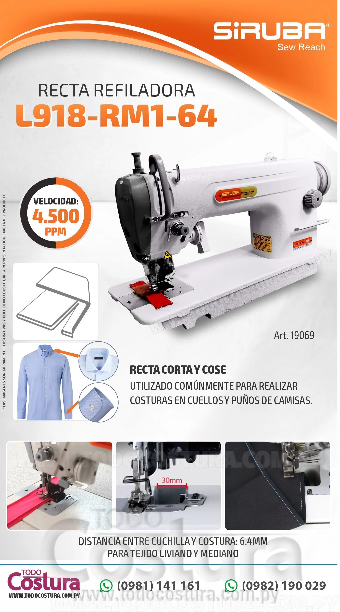 RECTA REFILADORA MECANICA (CORTA Y COSE) SIRUBA L918-RM1-64